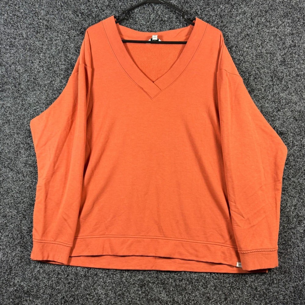 Orvis Classic Collection Mens XXL Orange V-Neck Fleece Sweatshirt 1720418